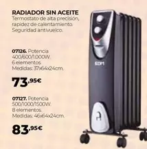 Oferta de Radiador Sin Aceite por 73,95€ en Ferbric