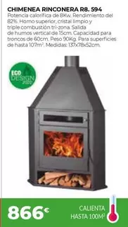 Oferta de Chimenea Rinconera R8. 594 por 866€ en Ferbric