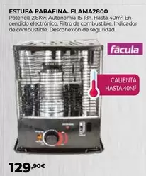 Oferta de Facula - Estufa Parafina. Flama2800 por 129,9€ en Ferbric