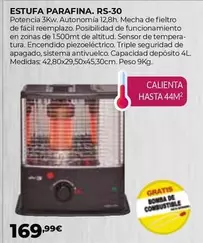 Oferta de Estufa Parafina RS-30 por 169,99€ en Ferbric