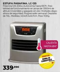 Oferta de Estufa Parafina LC-135 por 339,99€ en Ferbric