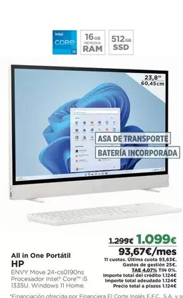 Oferta de Intel - HP - All In One Portátil por 1099€ en El Corte Inglés