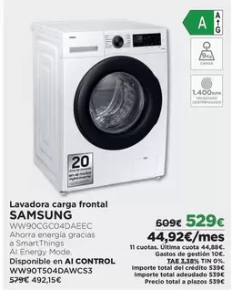 Oferta de Total - Samsung - Lavadora Carga Frontal por 529€ en El Corte Inglés