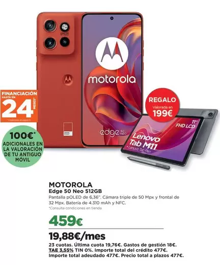 Oferta de Motorola - Edge 50 Neo 512gb por 459€ en El Corte Inglés