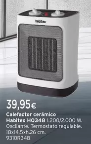 Oferta de Habitex - Calefactor Ceramico Hq348 por 39,95€ en Cadena88