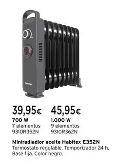 Oferta de Habitex - Miniradiador Aceite E352n por 39,95€ en Cadena88