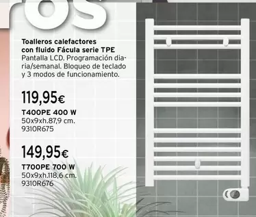 Oferta de Facula - Toalleros Calefactores Con Fluido Serie TPE por 119,95€ en Cadena88