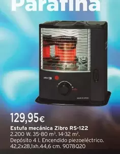 Oferta de Zibro - Estufa Mecánica RS-122 por 129,95€ en Cadena88