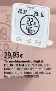 Oferta de Beurer - Termo-Higrómetro Digital Hm-22 por 29,95€ en Cadena88