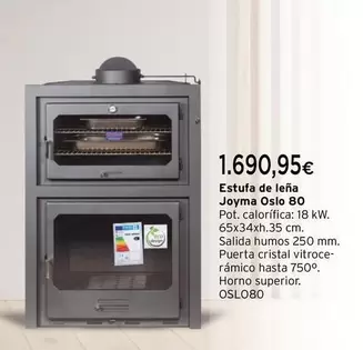 Oferta de Joyma - Estufa De Leña Oslo 80 por 1690,95€ en Cadena88