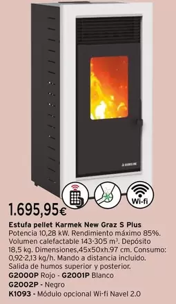 Oferta de Karmek - Estufa Pellet New Graz S Plus por 1695,95€ en Cadena88