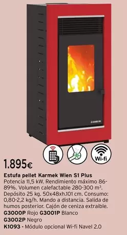 Oferta de Karmek - Estufa Pellet Wien S1 Plus por 1895€ en Cadena88