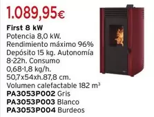 Oferta de Redpod - Estufe De Pellet First 8 KW por 1089,95€ en Cadena88