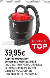 Oferta de Habitex - Aspirador/Soplador De Cenizas E438 por 39,95€ en Cadena88