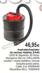 Oferta de Habitex - Aspirador/Soplador De Cenizas E440 por 46,95€ en Cadena88