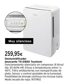 Oferta de Toyotomi - Deshumidificador Desecante TD-ZB80  por 259,95€ en Cadena88