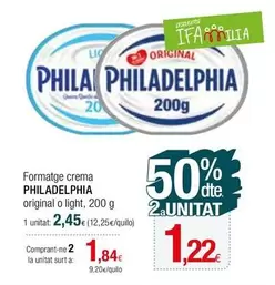 Oferta de Philadelphia - Formatge Crema Original O Light por 2,45€ en Condis