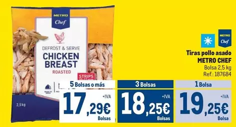 Oferta de Chef - Metro  - Tiras Pollo Asado por 19,25€ en Makro