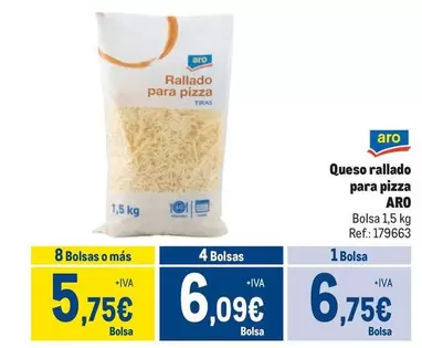 Oferta de Aro - Queso Rallado Para Pizza por 6,75€ en Makro