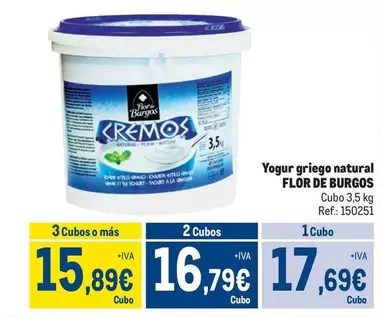 Oferta de Flor de Burgos - Yogur Griego Natural por 17,69€ en Makro