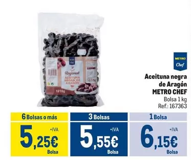 Oferta de Chef - Metro  - Aceituna Negra De Aragon por 6,15€ en Makro