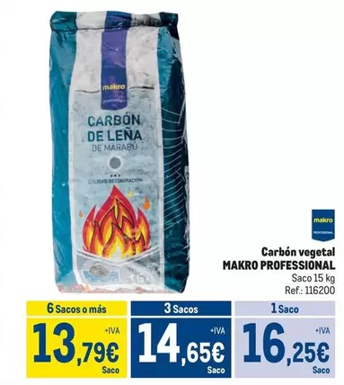 Oferta de Makro - Makro Professional - Carbón Vegetal por 16,25€ en Makro