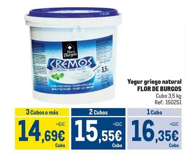 Oferta de Flor de Burgos - Yogur Griego Natural por 16,35€ en Makro