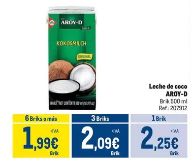 Oferta de Coco - Aroy-d - Leche De por 2,25€ en Makro