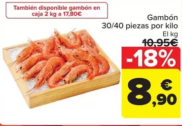 Oferta de Gambon 30/40 Piezas Por Kilo por 8,9€ en Carrefour