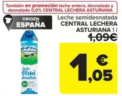 Oferta de Central Lechera Asturiana - Leche Semidesnatada por 1,05€ en Carrefour