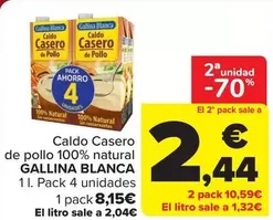 Oferta de Gallina Blanca - Caldo Casero De Pollo 100% Natural por 8,15€ en Carrefour