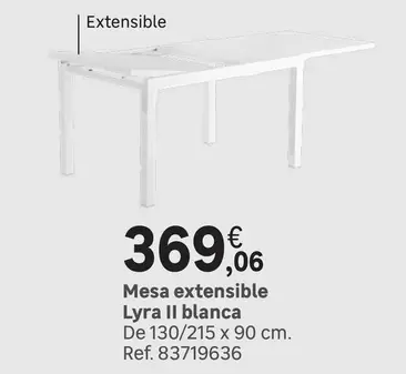 Oferta de Mesa Extensible Yra Blanca por 369,06€ en Leroy Merlin