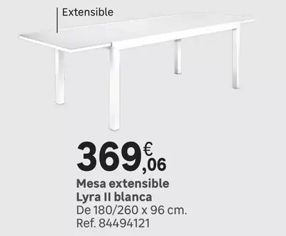 Oferta de Mesa Extensible Lyra Blanca por 369,06€ en Leroy Merlin