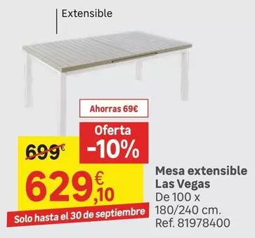 Oferta de Mesa Extensible Las Vegas por 629,1€ en Leroy Merlin