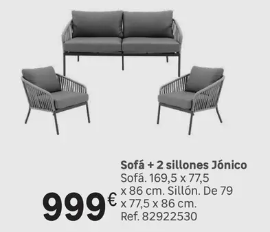 Oferta de Sofá + 2 Sillones Jonico por 999€ en Leroy Merlin