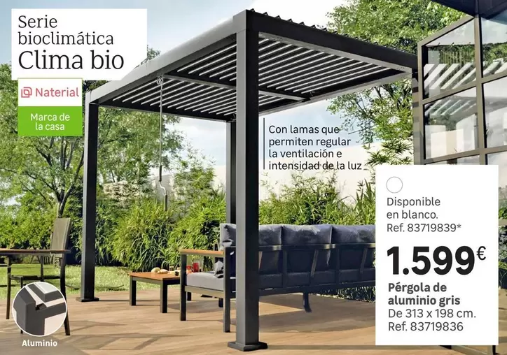 Oferta de Bio - Pergola De Aluminio Gris por 1599€ en Leroy Merlin