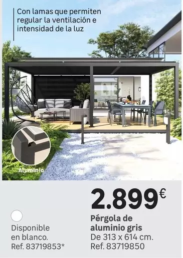 Oferta de Blanco - Pérgola De Aluminio Gris por 2899€ en Leroy Merlin