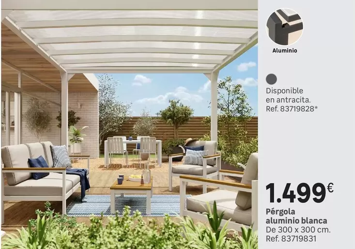 Oferta de Antracita - Pérgola aluminio blanca por 1499€ en Leroy Merlin