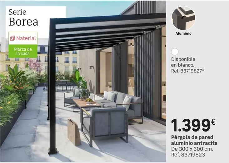 Oferta de Blanco - Pérgola De Pared Aluminio Antracita por 1399€ en Leroy Merlin