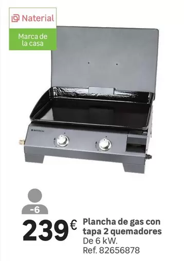 Oferta de La casa - Plancha De Gas Con Tapa 2 Quemadores por 239€ en Leroy Merlin