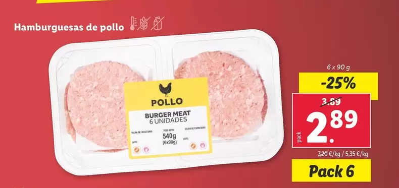 Oferta de Hamburguesas De Pollo por 2,89€ en Lidl