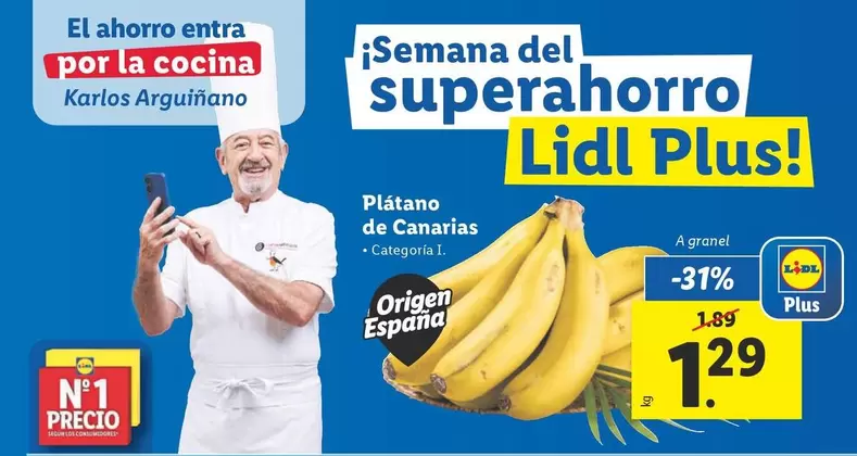 Oferta de Plátano De Canarias por 1,29€ en Lidl