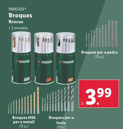 Oferta de Parkside - Brocas por 3,99€ en Lidl