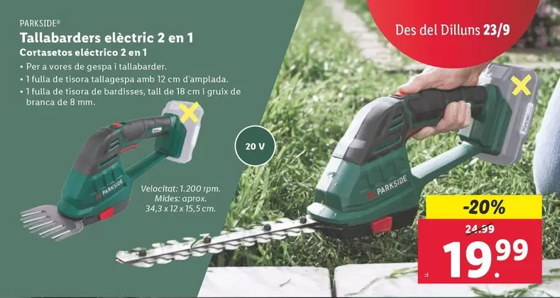 Oferta de Parkside - Cortasetos Electrico 2 En 1 por 19,99€ en Lidl