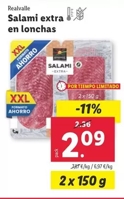 Oferta de Realvalle - Salami Extra En Lonchas por 2,09€ en Lidl