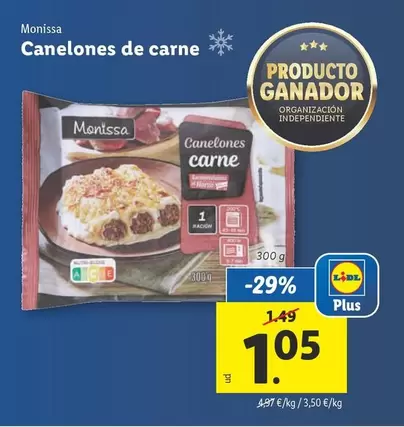 Oferta de Monissa - Canelones De Carne  por 1,05€ en Lidl