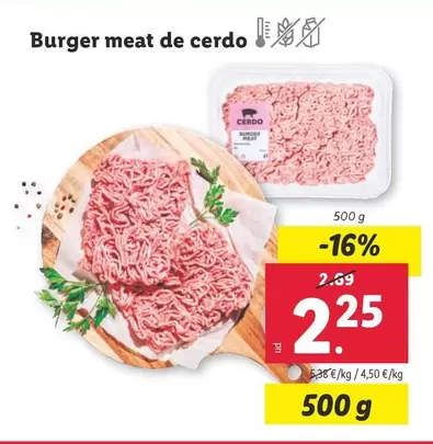 Oferta de Burger Meat De Cerdo por 2,25€ en Lidl