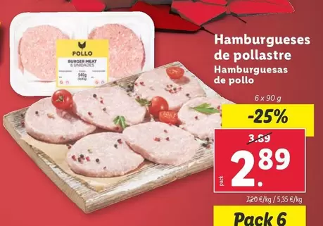 Oferta de Hamburguesas De Pollo por 2,89€ en Lidl