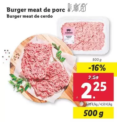 Oferta de Burger Meat De Cerdo por 2,25€ en Lidl