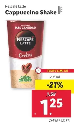 Oferta de Nescafé Latte - Cappuccino Shake por 1,25€ en Lidl